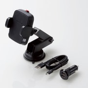 Qi規格対応ワイヤレス充電器/5W/車載ホルダー/吸盤/ロングタイプ/シガーチャージャー付属/ブラック W-QC05BK