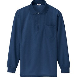 10580-008-L [アイトス 吸汗速乾(クールコンフォート)長袖ジップポロシャツ(男女兼用) ネイビー L]