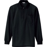 10580-010-5L [アイトス 吸汗速乾(クールコンフォート)長袖ジップポロシャツ(男女兼用) ブラック 5L]