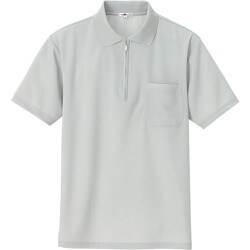 10581-004-L [アイトス 吸汗速乾(クールコンフォート)半袖ジップポロシャツ(男女兼用) グレー L]