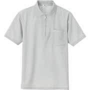 10581-004-L [アイトス 吸汗速乾(クールコンフォート)半袖ジップポロシャツ(男女兼用) グレー L]