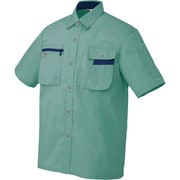 5326-027-5L [アイトス 半袖シャツ(男女兼用) ターコイズ×ネイビー 5L]