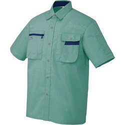 5326-027-6L [アイトス 半袖シャツ(男女兼用) ターコイズ×ネイビー 6L]