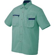 5326-027-SS [アイトス 半袖シャツ(男女兼用) ターコイズ×ネイビー SS]