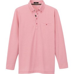 7665-160-3L [アイトス 部屋干しボタンダウン長袖ポロシャツ(男女兼用) ピンク 3L]