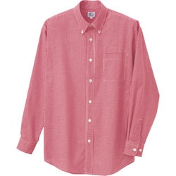 7824-009-M [アイトス 長袖ギンガムチェックボタンダウンシャツ(男女兼用) レッド M]