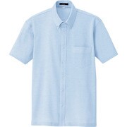 7854-007-L [アイトス 半袖ニットボタンダウンシャツ(男女兼用) サックス L]