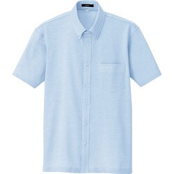 7854-007-SS [アイトス 半袖ニットボタンダウンシャツ(男女兼用) サックス SS]