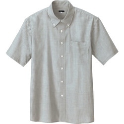 7872-104-L [アイトス メンズ半袖オックスボタンダウンシャツ グレーストライプ L]