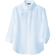 8057-007-M [アイトス レディース七分袖ボタンダウンシャツ サックス M]