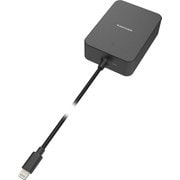 Power Delivery対応 USB AC充電器 ブラック(18W/Lightningケーブル直結)