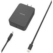 Power Delivery対応 USB AC充電器 ブラック(18W/USB-C Lightningケーブル付属)