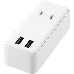 USBタップ/USBメス×2/AC×2/直挿し/ケーブル無/2.4A/ホワイト MOT-U07-22WH