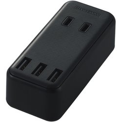 USBタップ/USBメス×3/AC×2/直挿し/ケーブル無/2.4A/ブラック MOT-U08-23BK