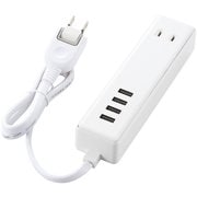 USBタップ/USBメス×4/AC×2/ケーブル60cm/3.4A/ホワイト MOT-U11-2406WH