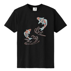 S-1516_2A [立体おみやげTシャツ 紅色登り鯉 クロ S]