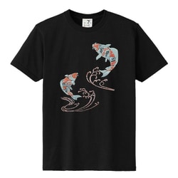 S-1516_2A [立体おみやげTシャツ 紅色登り鯉 クロ M]