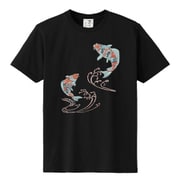 S-1516_2A [立体おみやげTシャツ 紅色登り鯉 クロ M]