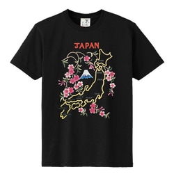 S-2010A [立体おみやげTシャツ 桜日本地図 クロ M]