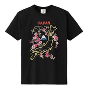 S-2010A [立体おみやげTシャツ 桜日本地図 クロ M]