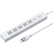 電源タップ 雷ガード マグネット 7個口 2m 抜け止め 一括スイッチ 通電確認ランプ付き スイッチ連動×5/常時通電×2 折りたたみ式プラグ 絶縁キャップ付き コンセントキャップ2個 ネームタグ7枚 ホワイト TAP-F27-2KP