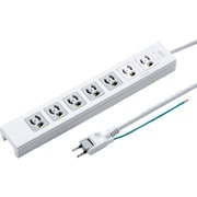 電源タップ 雷ガード マグネット 7個口 2m 3ピン 抜け止め 一括スイッチ 通電確認ランプ付き スイッチ連動×5/常時通電×2 折りたたみ式プラグ 絶縁キャップ付き RoHS対応 コンセントキャップ2個 ネームタグ7枚 ホワイト TAP-F37-2KSRP