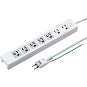 電源タップ 雷ガード マグネット 7個口 5m 3ピン 抜け止め 一括スイッチ 通電確認ランプ付き スイッチ連動×5/常時通電×2 折りたたみ式プラグ 絶縁キャップ付き RoHS対応 コンセントキャップ2個 ネームタグ7枚 ホワイト TAP-F37-5KSRP