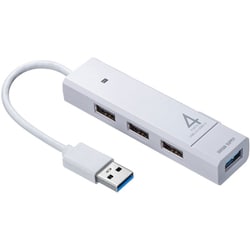 USBハブ ドック 4ポート（USB3.2/3.1 Gen1（5Gbps）×1/USB2.0×3） ケーブル一体型 ケーブル長10cm バスパワー ホワイト USB-3H421W