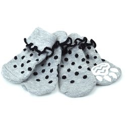 L'ange ペットソックス4足セット frill gray M [ペット 犬 ソックス 肉球保護 滑り止め]