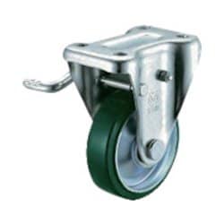 ユーエイ 産業用キャスターストッパー(左)付固定車 100径ウレタン車輪 UWKB-100L