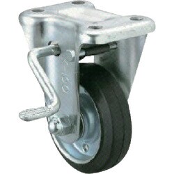 ユーエイ 産業用キャスターストッパー(左)付固定車 150径ゴム車輪 WKB-150L