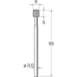 N8105 [リューター 機械研削用ビトリファイドボンド軸付ボラゾン砥石(インターナル研削用)]