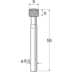 N8609 [リューター 機械研削用ビトリファイドボンド軸付ボラゾン砥石(インターナル研削用)]