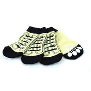 L'ange ペットソックス4足セット sneaker white S [ペット 犬用ソックス 肉球保護 滑り止め]