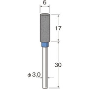 R2322 [リューター 軸付セラミックゴム砥石（金属研削用） 外径（mm）：6 粒度（#）：120]