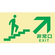 068046 [緑十字 高輝度蓄光避難誘導標識 非常口(階段右上) 130×230 都条例適合品]