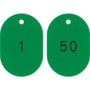200191 [緑十字 小判型番号札 1～50/連番号入 緑 60×40mm 50枚組]