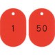 200211 [緑十字 小判型番号札 1～50/連番号入 赤 60×40mm 50枚組]