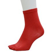 ランニングソックス 5本指 セミロング PSO-06 red Sサイズ(22-25cm) [ランニングウェア ソックス ユニセックス]