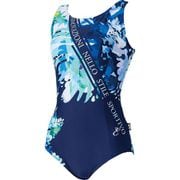プリントビラップワンピ ES69268 （NB）ネイビー Oサイズ [フィットネス・競泳水着 レディース]