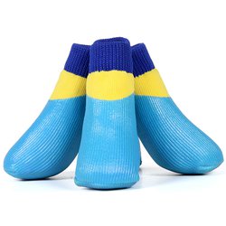 L'ange わんPAWプロテクト ベーシックブルー 4号 [ペット 犬用 ソックス 肉球保護 散歩 アスファルト対策]