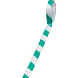 緑十字 反射トラ柄テープ(ラインテープ) 緑/白 25mm幅×10m 手切り可能タイプ 屋内用 PE 265038