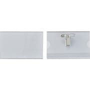 301115 [緑十字 名刺型名札(ハードケース) 内寸56×91mm 5個組 両用クリップ付]