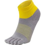 ペーパーファイバー5フィンガークォーターソックス (UNISEX) 3F67300 (GY)グレー×イエロー Mサイズ [ランニング 5本指ソックス]