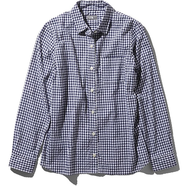 ザ・ノース・フェイス THE NORTH FACE  L/S Hidden Valley Shirt NRW11966 （NG）ネイビーギンガム Sサイズ [アウトドア シャツ レディース]