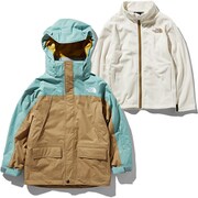 スノートリクライメイトジャケット Snow Triclimate Jacket NSJ61901 （BT）ブリティッシュカーキ×トレリスグリーン 100cm [スキーウェア ジュニア]