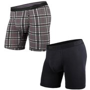 MPWD-DP2 WEEKDAY PRINT ボクサーSOLID×PRINT 2PACK BLACK FIRESIDE-PLAID GREY Sサイズ [アンダーウェア ボクサーパンツ メンズ Sサイズ]