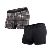 MPWT-TP2 WEEKDAY トランクス SOLID×PRINT 2PACK BLACK FIRESIDE-PLAID GREY XLサイズ [アンダーウェア メンズ トランクスパンツ]