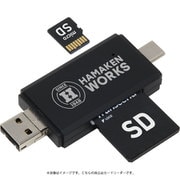 USB2.0/microUSB+Type-C対応カードリーダー 黒 HWC-201BK