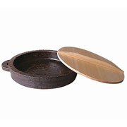 すき焼き鍋 たたき目 アメ釉（2～3人用） 木ふた付 NTN-03